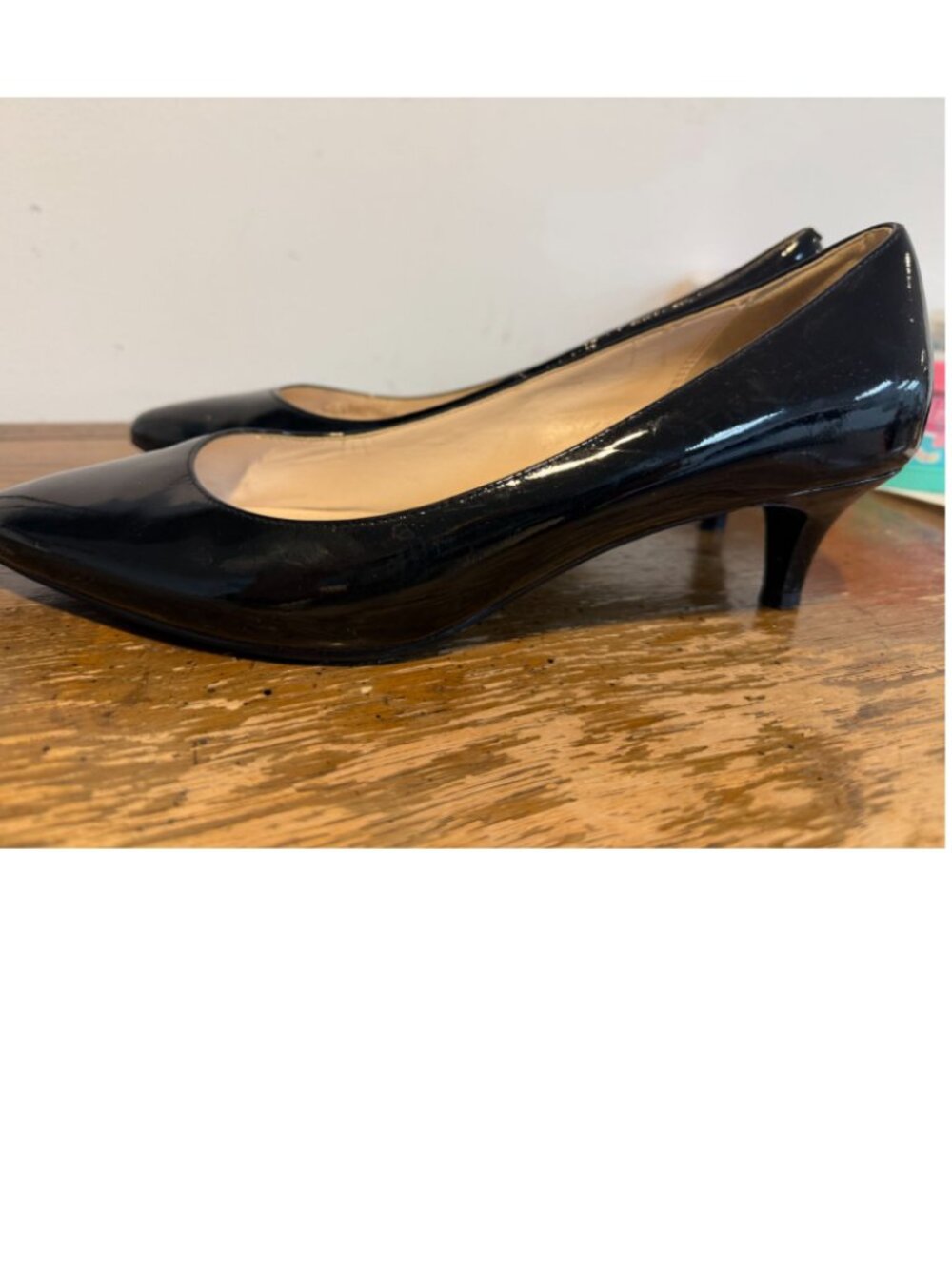 COLE HAAN Black Patent Classic Heels Pointed Toe - Women Size 8.5